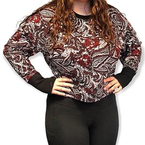 JOIE Cropped 100% Cotton Crew Neck Floral Women’s Comfy Sweater New